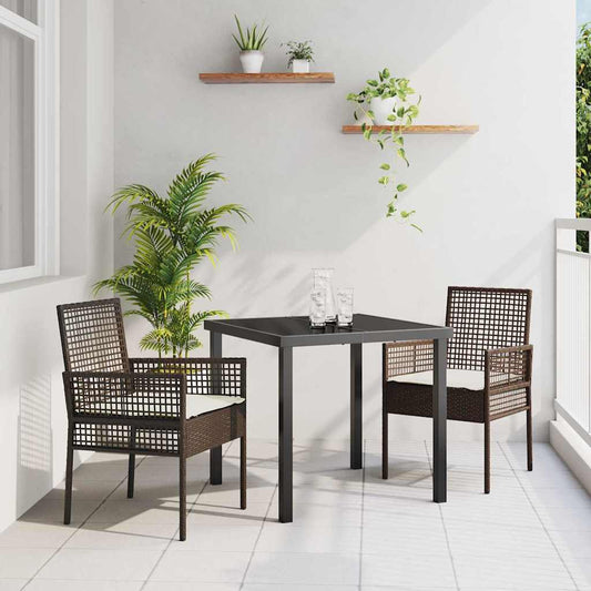 Tuinstoel met kussen 2 pcs Bruin 55 x 53 x 85 cm poly rattan is nu te koop bij PeponiXL, paradijselijk wonen!