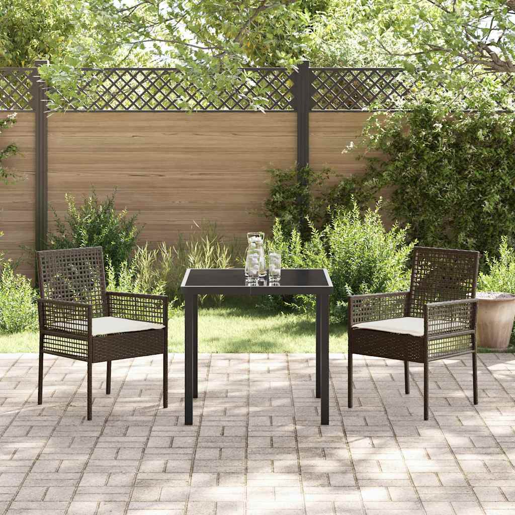Tuinstoel met kussen 2 pcs Bruin 55 x 53 x 85 cm poly rattan is nu te koop bij PeponiXL, paradijselijk wonen!