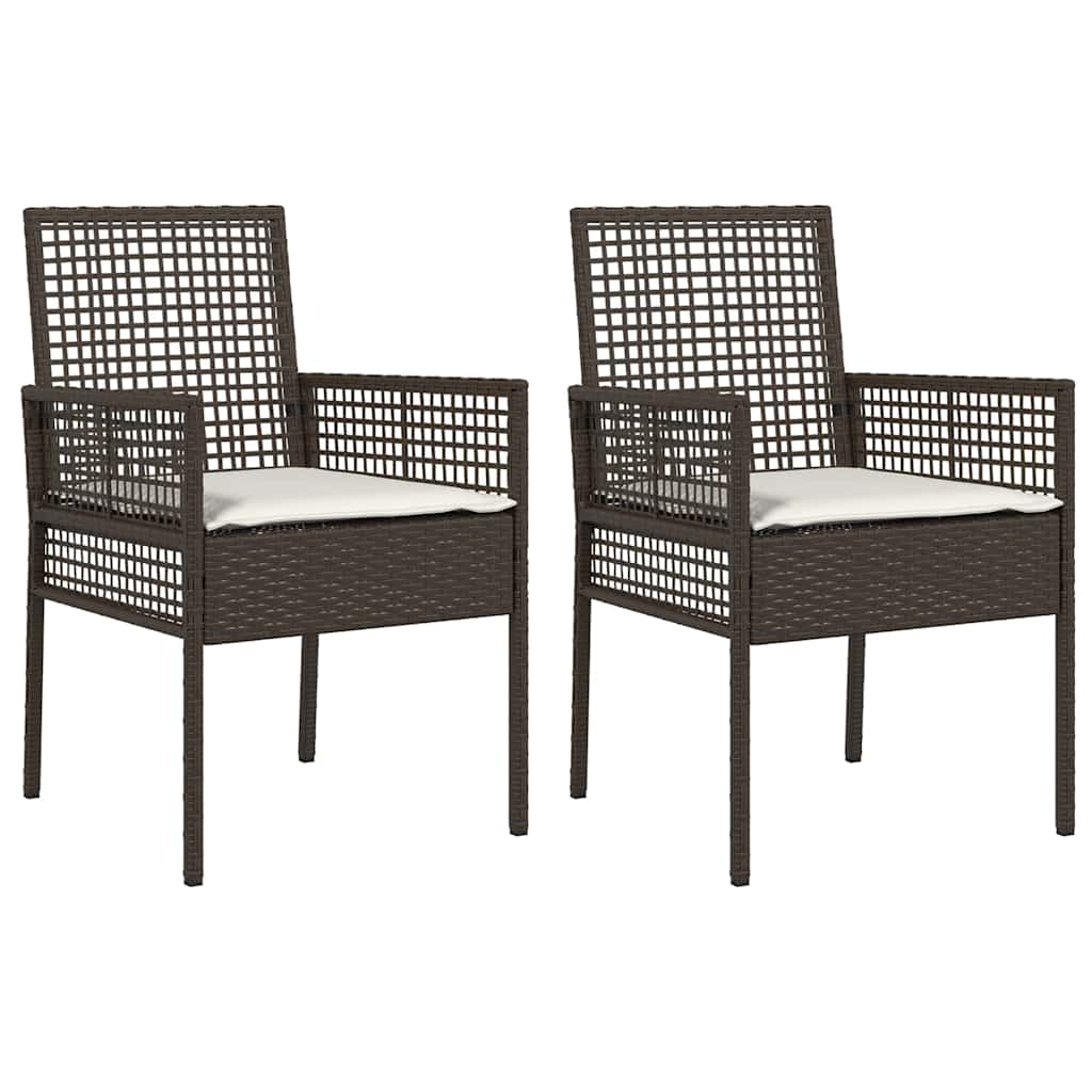Tuinstoel met kussen 2 pcs Bruin 55 x 53 x 85 cm poly rattan is nu te koop bij PeponiXL, paradijselijk wonen!