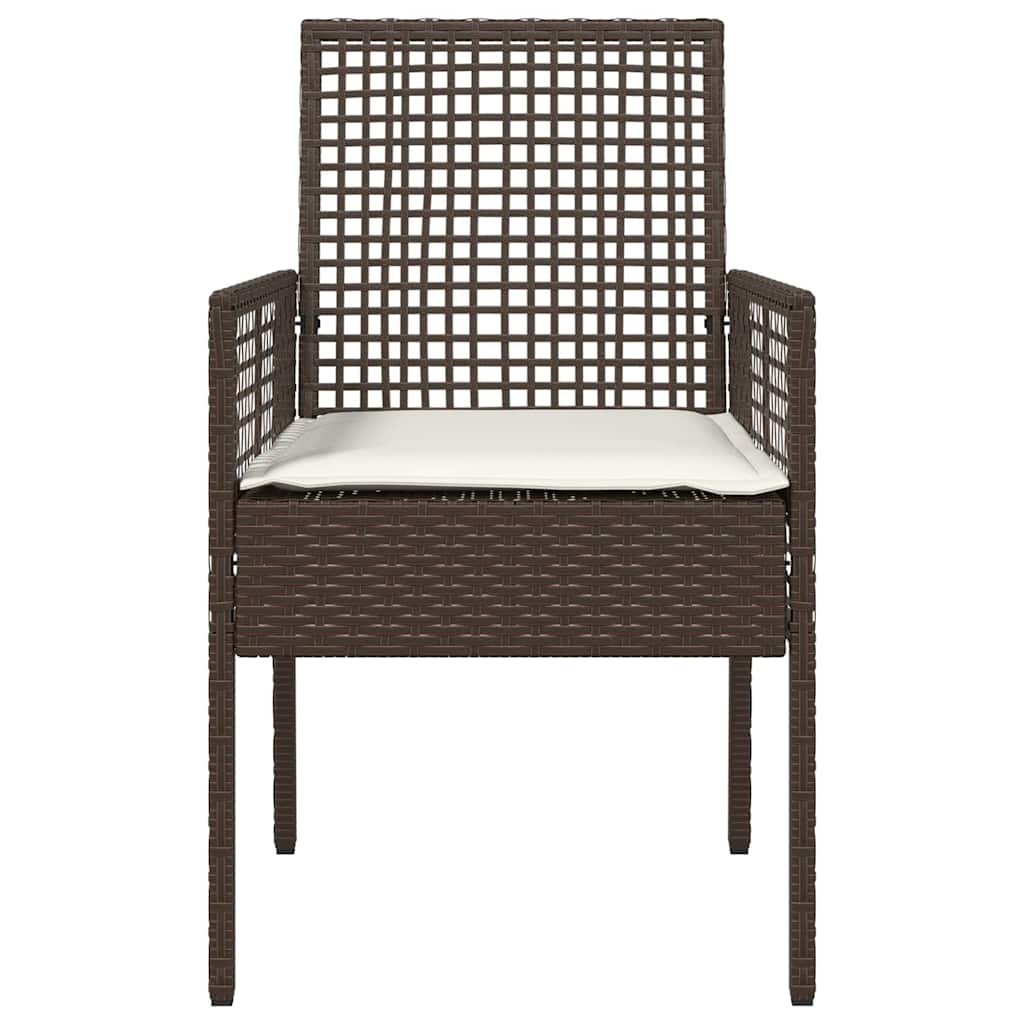Tuinstoel met kussen 2 pcs Bruin 55 x 53 x 85 cm poly rattan is nu te koop bij PeponiXL, paradijselijk wonen!