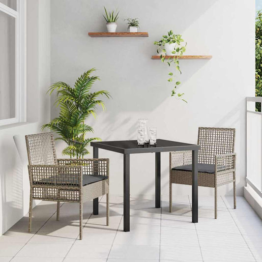 Tuinstoel met kussen 2 pcs Grijs 55 x 53 x 85 cm poly rattan is nu te koop bij PeponiXL, paradijselijk wonen!