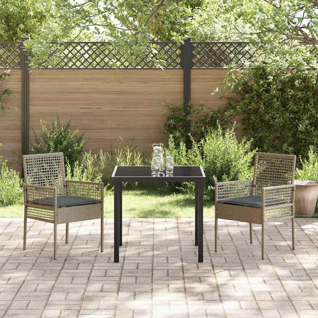 Tuinstoel met kussen 2 pcs Grijs 55 x 53 x 85 cm poly rattan is nu te koop bij PeponiXL, paradijselijk wonen!