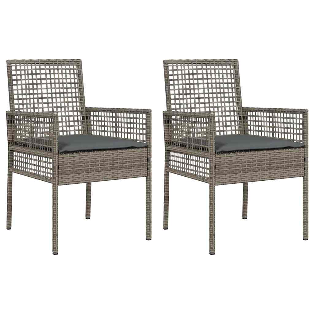Tuinstoel met kussen 2 pcs Grijs 55 x 53 x 85 cm poly rattan is nu te koop bij PeponiXL, paradijselijk wonen!