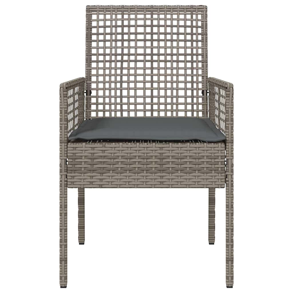 Tuinstoel met kussen 2 pcs Grijs 55 x 53 x 85 cm poly rattan is nu te koop bij PeponiXL, paradijselijk wonen!