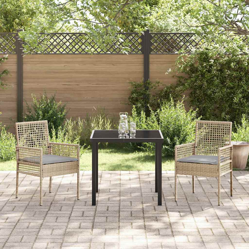 Tuinstoel met kussen 2 pcs Beige 55 x 53 x 85 cm poly rattan is nu te koop bij PeponiXL, paradijselijk wonen!