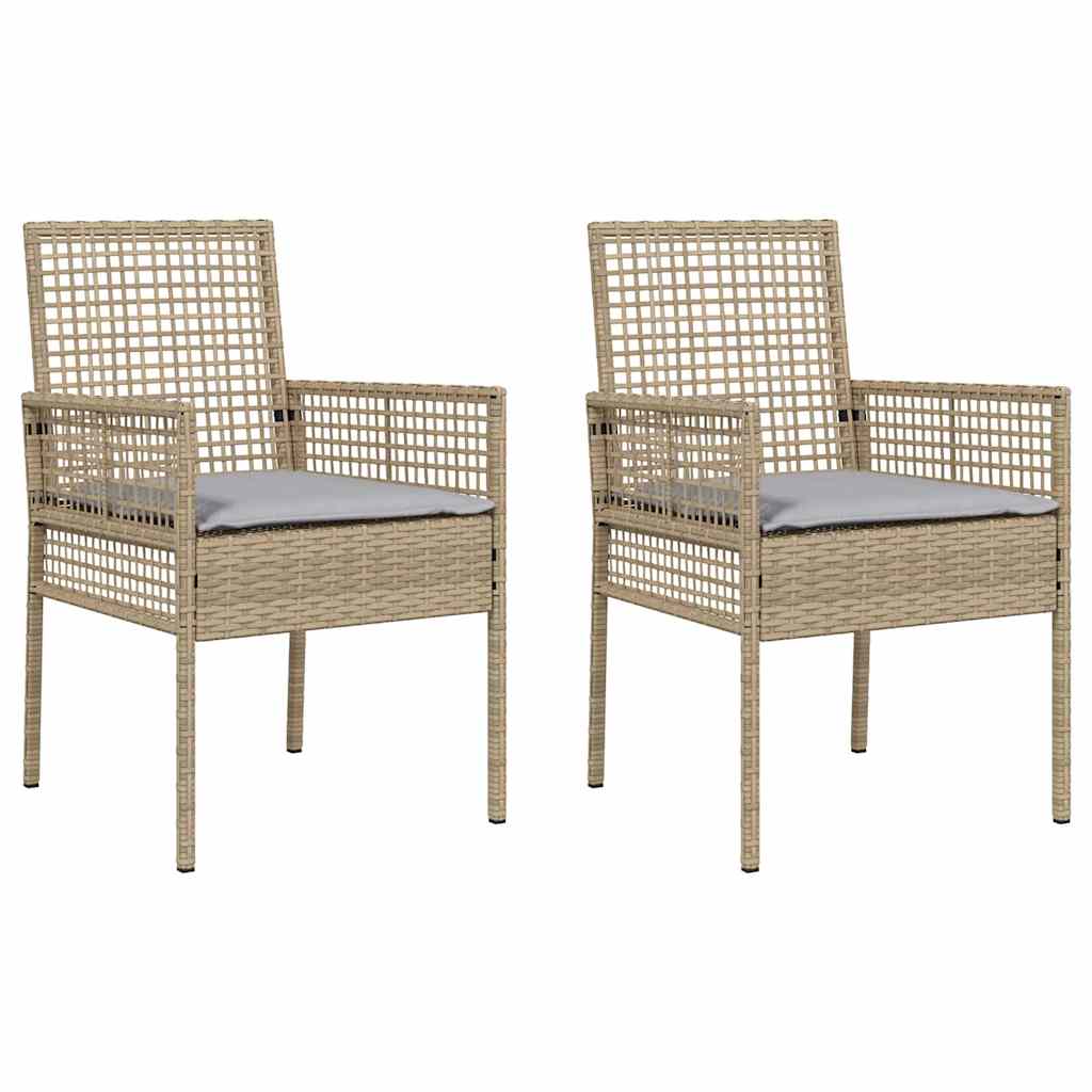 Tuinstoel met kussen 2 pcs Beige 55 x 53 x 85 cm poly rattan is nu te koop bij PeponiXL, paradijselijk wonen!
