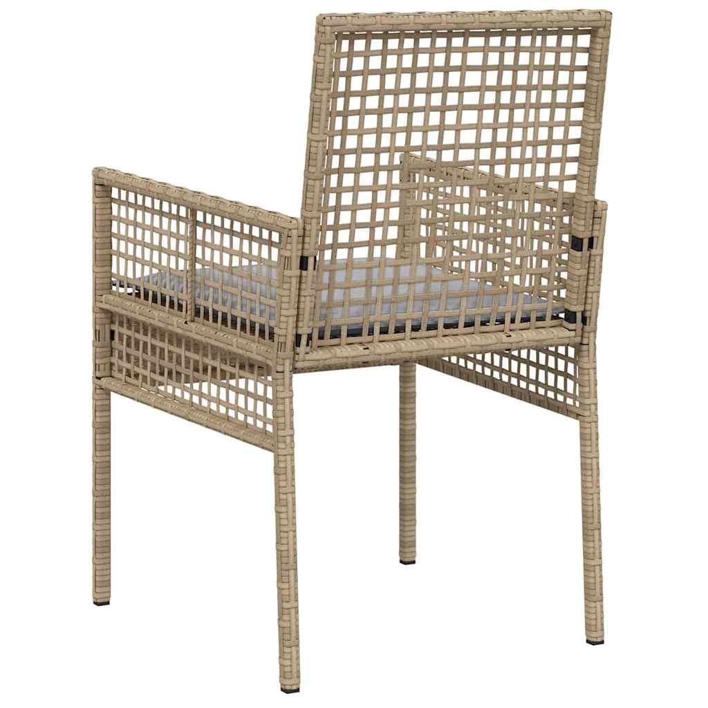 Tuinstoel met kussen 2 pcs Beige 55 x 53 x 85 cm poly rattan is nu te koop bij PeponiXL, paradijselijk wonen!