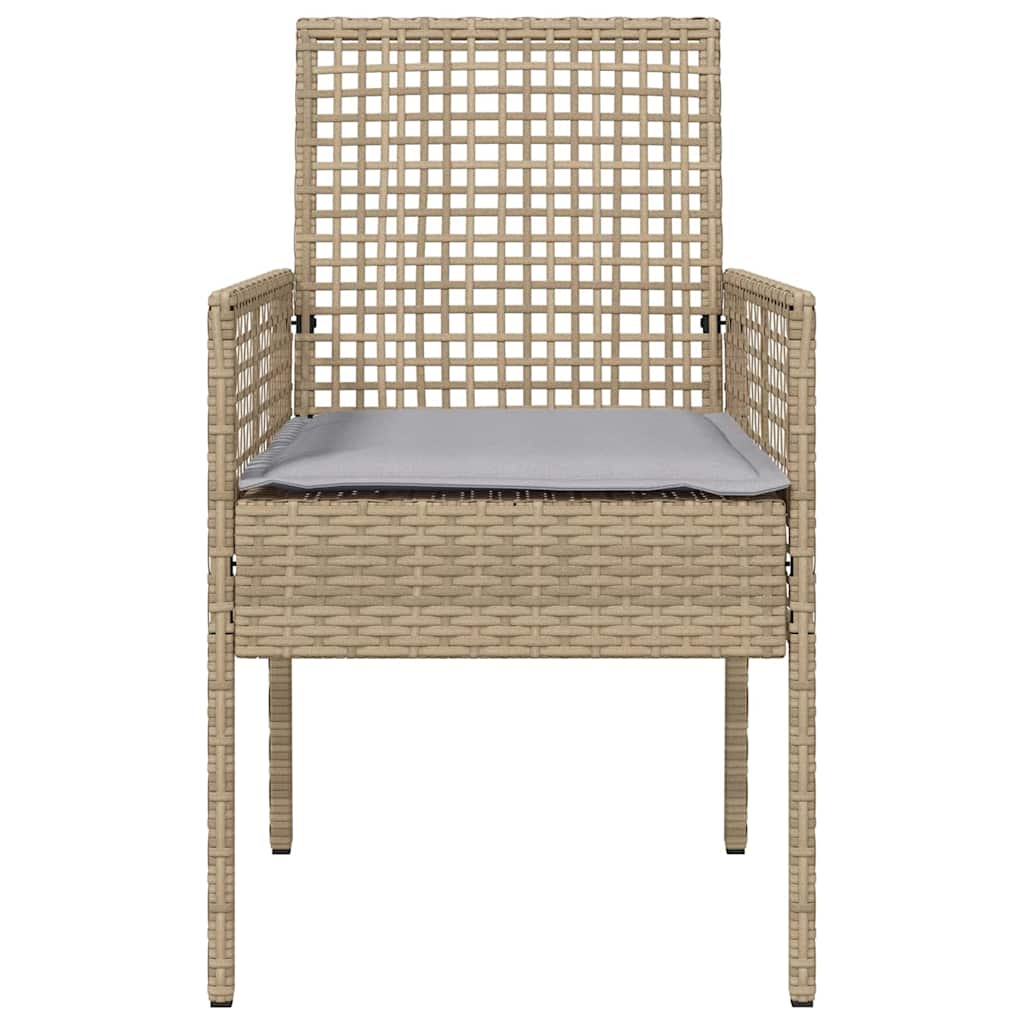 Tuinstoel met kussen 2 pcs Beige 55 x 53 x 85 cm poly rattan is nu te koop bij PeponiXL, paradijselijk wonen!