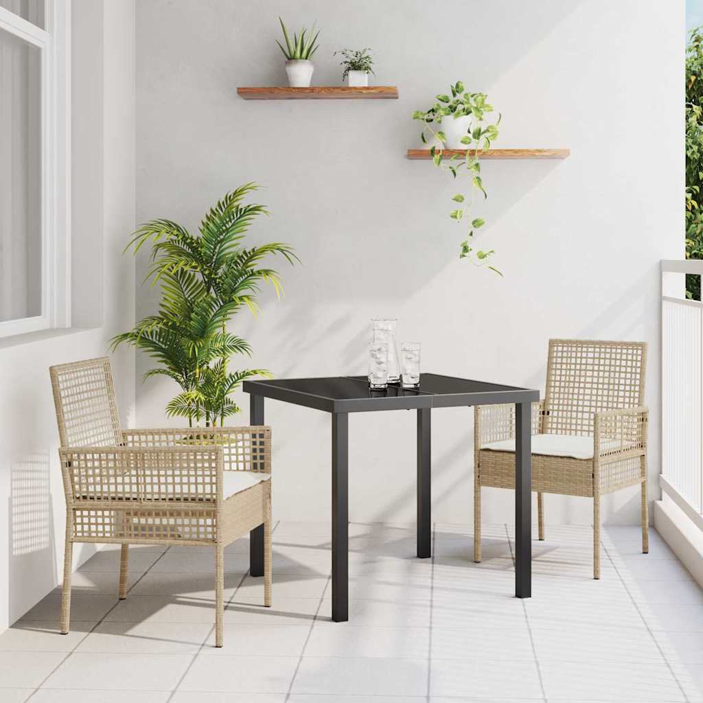 Tuinstoel met kussen 2 pcs Beige 55 x 53 x 85 cm poly rattan is nu te koop bij PeponiXL, paradijselijk wonen!