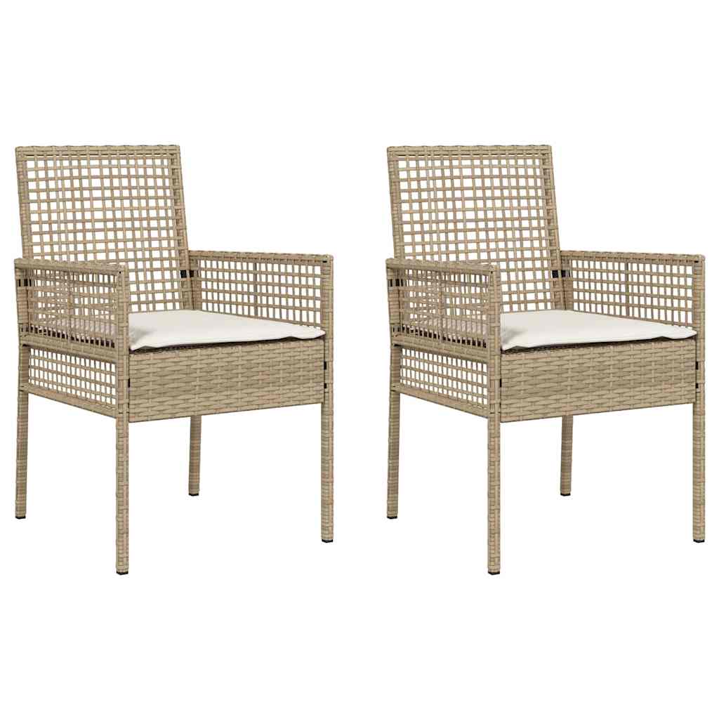 Tuinstoel met kussen 2 pcs Beige 55 x 53 x 85 cm poly rattan is nu te koop bij PeponiXL, paradijselijk wonen!