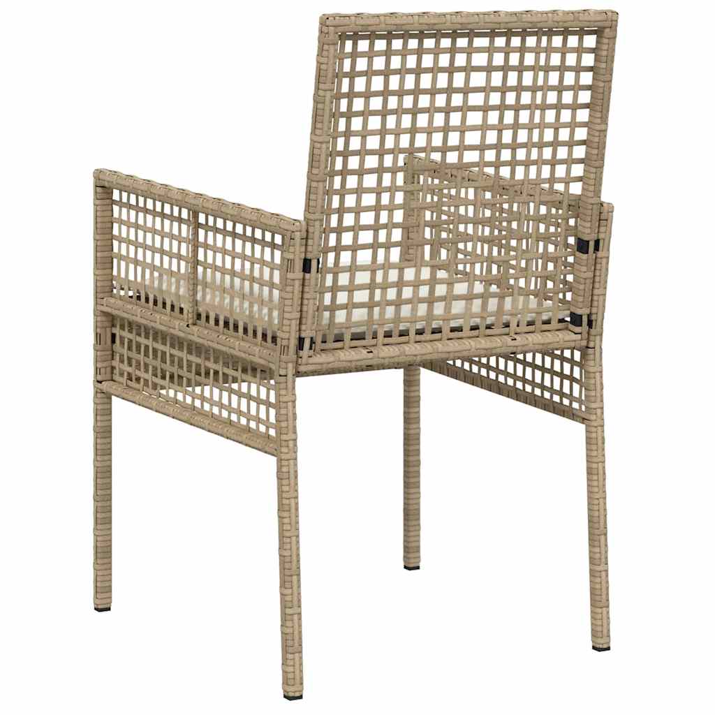 Tuinstoel met kussen 2 pcs Beige 55 x 53 x 85 cm poly rattan is nu te koop bij PeponiXL, paradijselijk wonen!