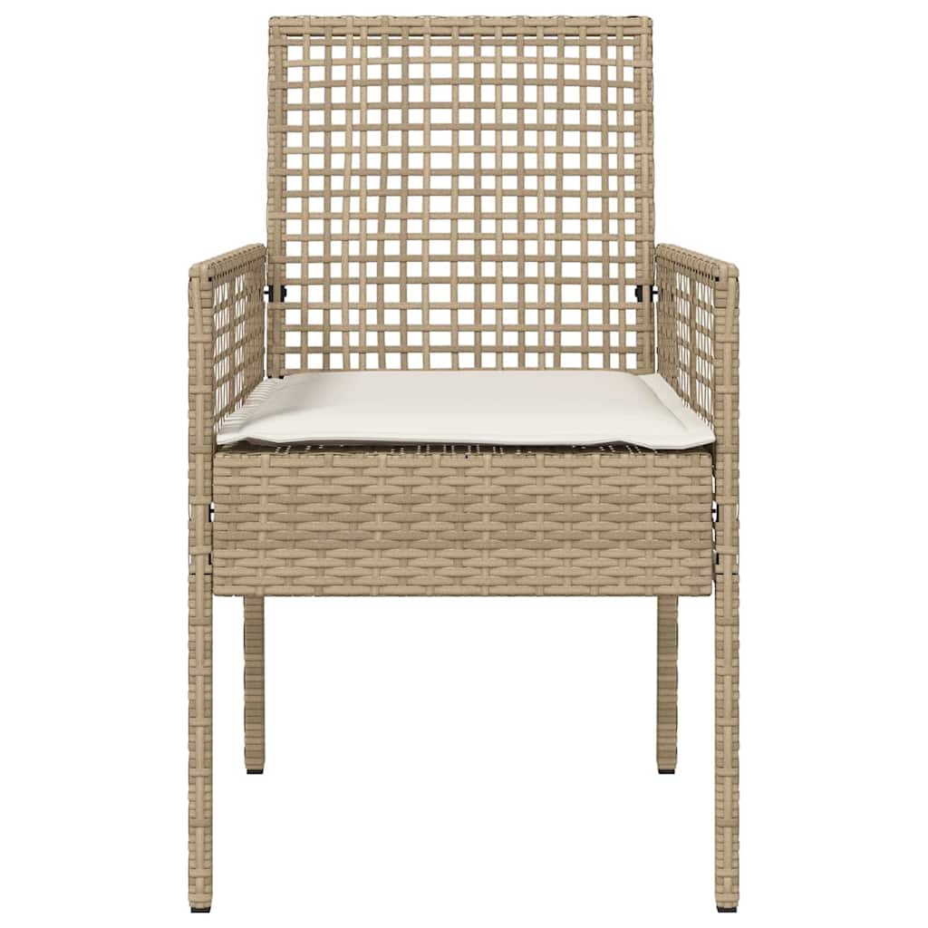 Tuinstoel met kussen 2 pcs Beige 55 x 53 x 85 cm poly rattan is nu te koop bij PeponiXL, paradijselijk wonen!
