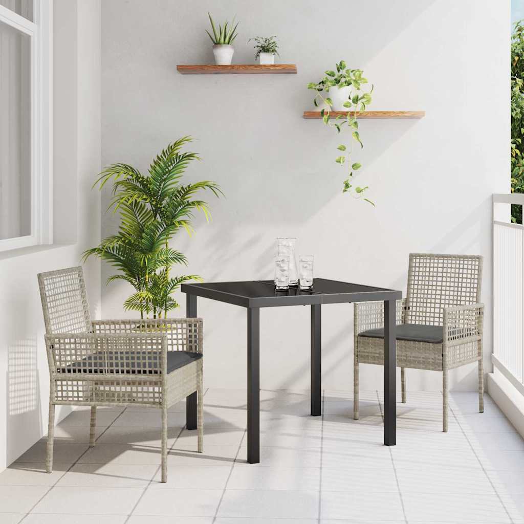 Tuinstoel 2 pcs Lichtgrijs 55 x 53 x 85 cm poly rattan is nu te koop bij PeponiXL, paradijselijk wonen!