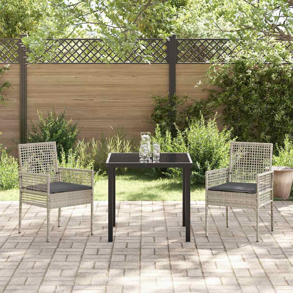 Tuinstoel 2 pcs Lichtgrijs 55 x 53 x 85 cm poly rattan is nu te koop bij PeponiXL, paradijselijk wonen!