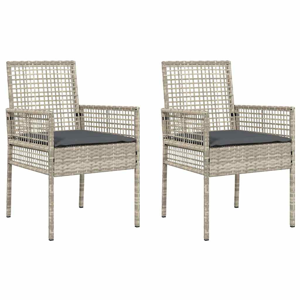Tuinstoel 2 pcs Lichtgrijs 55 x 53 x 85 cm poly rattan is nu te koop bij PeponiXL, paradijselijk wonen!