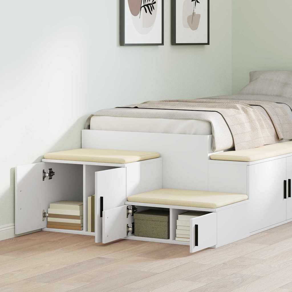 Opbergkast 2 pcs Wit 127 x 41 x 40 cm Bewerkt hout is nu te koop bij PeponiXL, paradijselijk wonen!