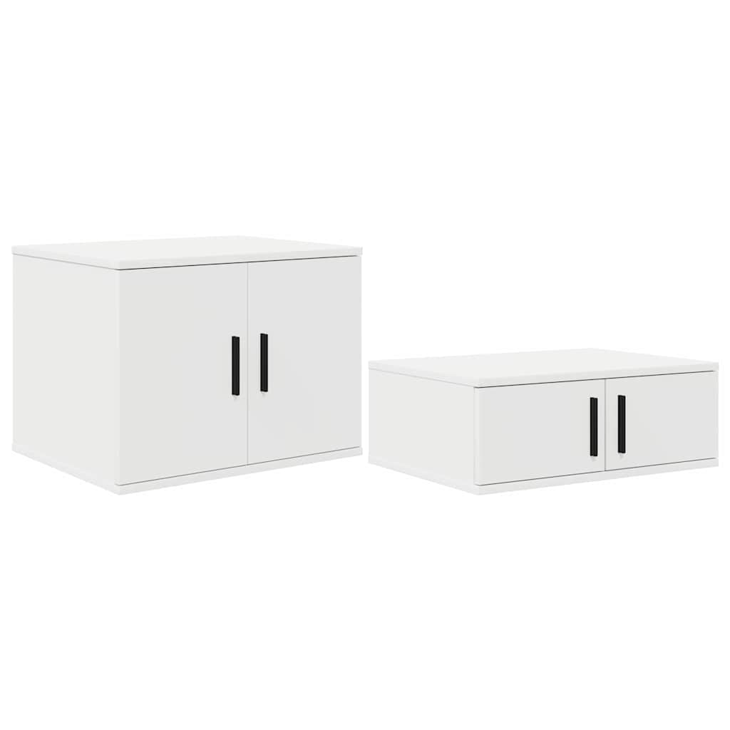 Opbergkast 2 pcs Wit 127 x 41 x 40 cm Bewerkt hout is nu te koop bij PeponiXL, paradijselijk wonen!