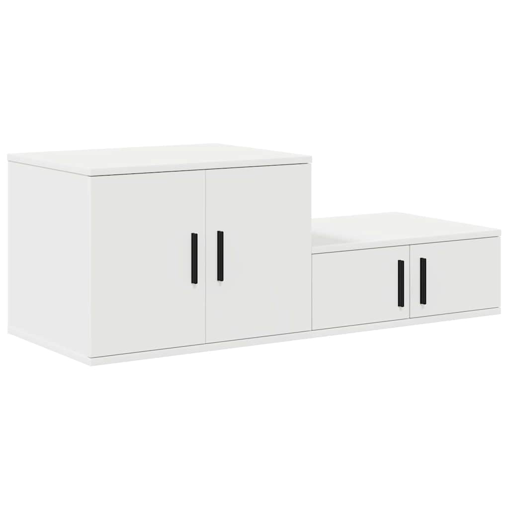 Opbergkast 2 pcs Wit 127 x 41 x 40 cm Bewerkt hout is nu te koop bij PeponiXL, paradijselijk wonen!