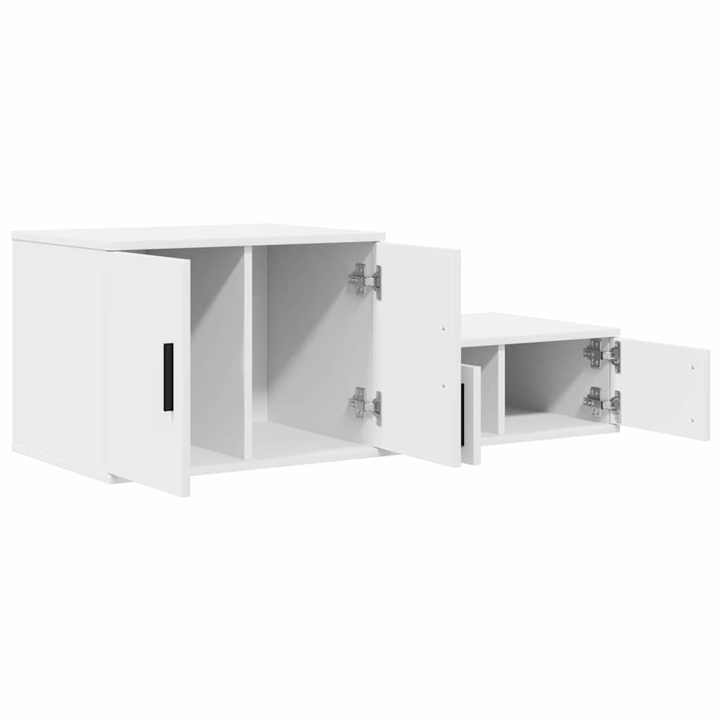 Opbergkast 2 pcs Wit 127 x 41 x 40 cm Bewerkt hout is nu te koop bij PeponiXL, paradijselijk wonen!