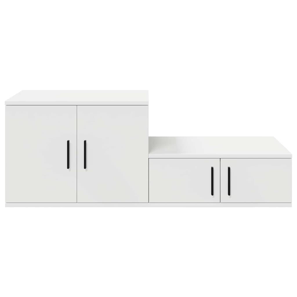 Opbergkast 2 pcs Wit 127 x 41 x 40 cm Bewerkt hout is nu te koop bij PeponiXL, paradijselijk wonen!