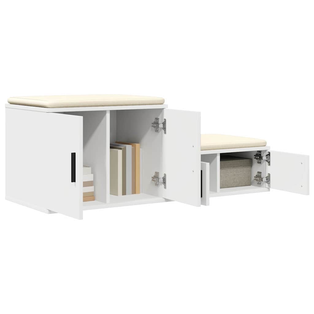 Opbergkast 2 pcs Wit 127 x 41 x 40 cm Bewerkt hout is nu te koop bij PeponiXL, paradijselijk wonen!