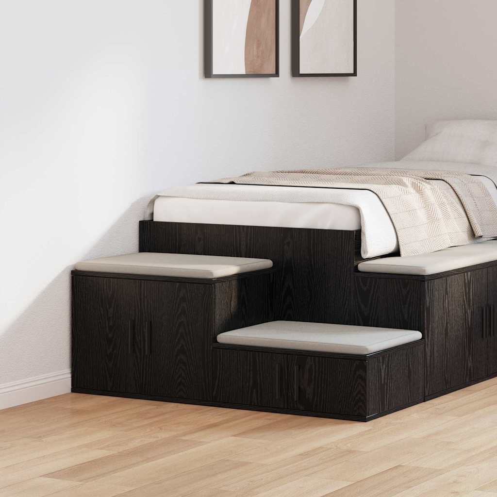 Opbergkast 2 pcs Zwart Eiken 127 x 41 x 40 cm Bewerkt hout is nu te koop bij PeponiXL, paradijselijk wonen!