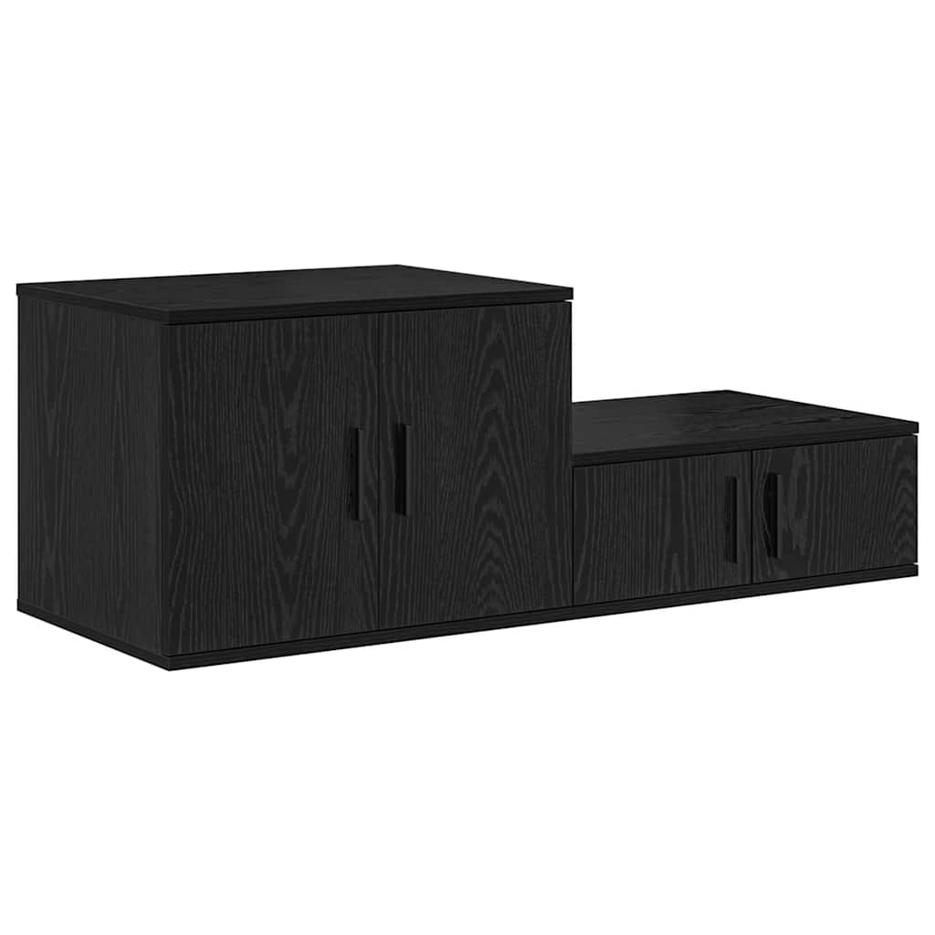 Opbergkast 2 pcs Zwart Eiken 127 x 41 x 40 cm Bewerkt hout is nu te koop bij PeponiXL, paradijselijk wonen!