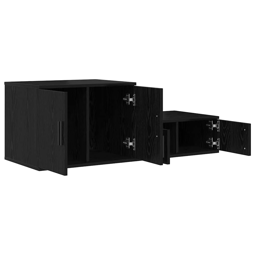 Opbergkast 2 pcs Zwart Eiken 127 x 41 x 40 cm Bewerkt hout is nu te koop bij PeponiXL, paradijselijk wonen!