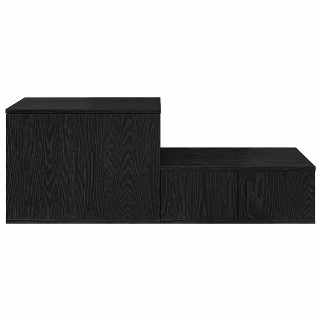 Opbergkast 2 pcs Zwart Eiken 127 x 41 x 40 cm Bewerkt hout is nu te koop bij PeponiXL, paradijselijk wonen!