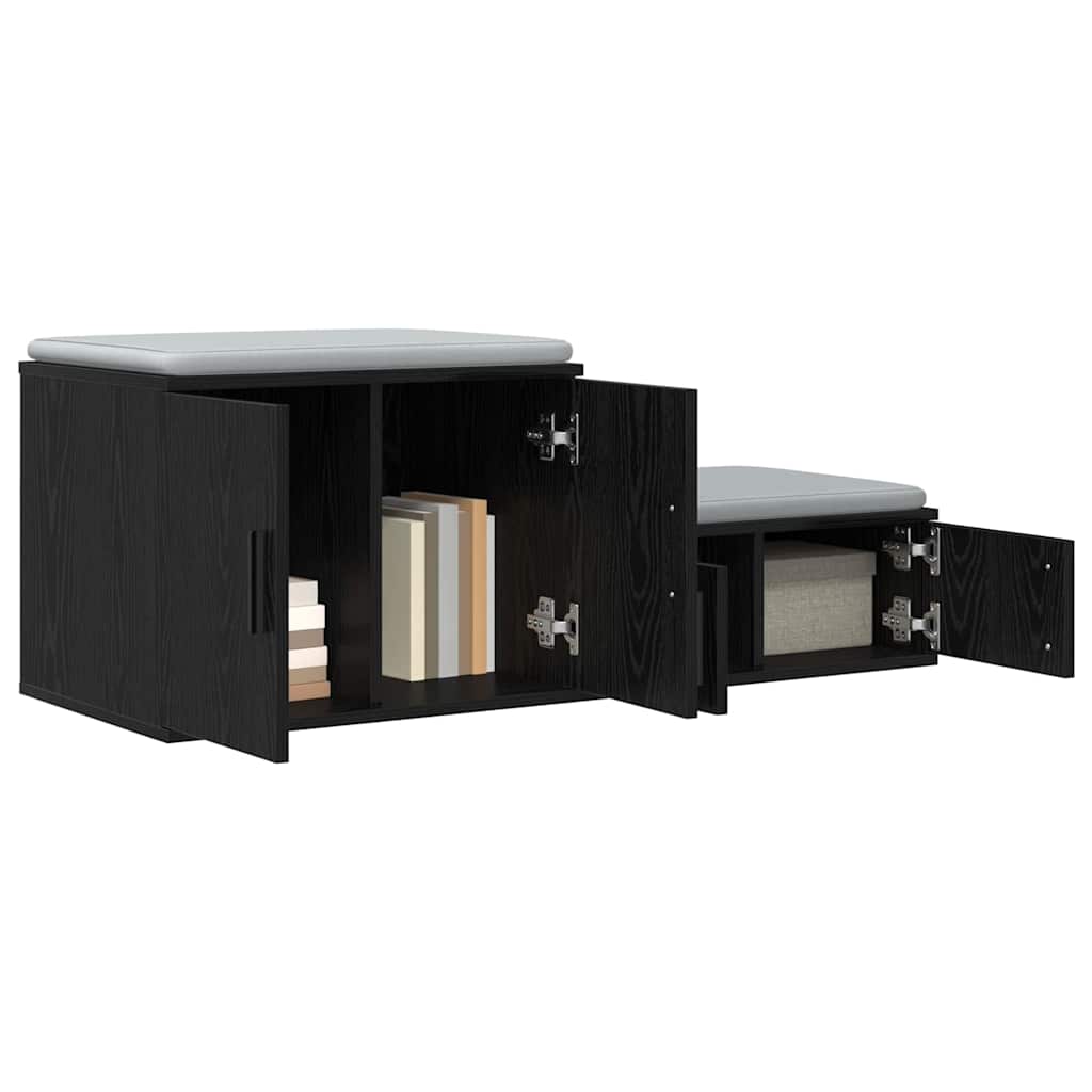 Opbergkast 2 pcs Zwart Eiken 127 x 41 x 40 cm Bewerkt hout is nu te koop bij PeponiXL, paradijselijk wonen!