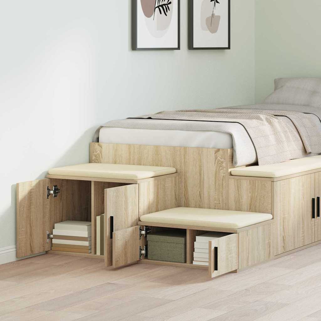 Opbergkast 2 pcs Sonoma Eiken 127 x 41 x 40 cm Bewerkt hout is nu te koop bij PeponiXL, paradijselijk wonen!