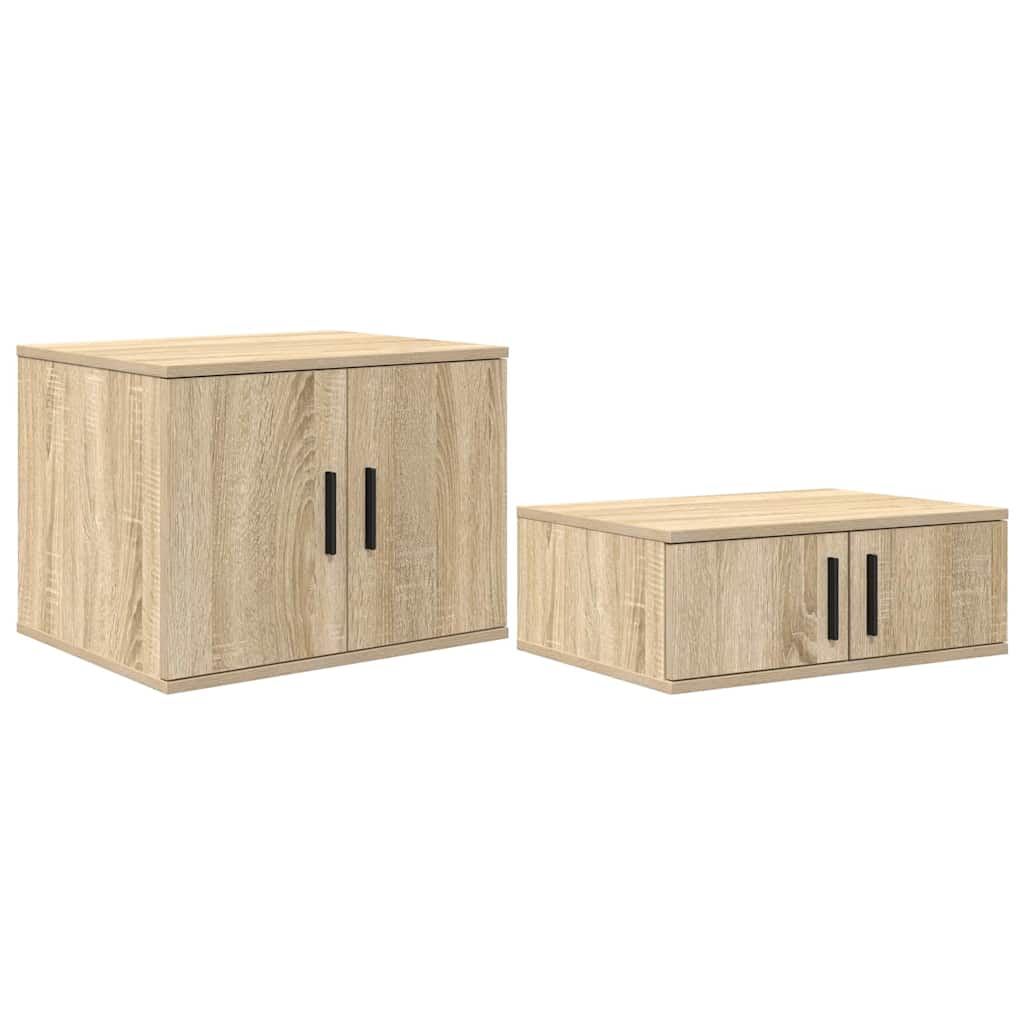 Opbergkast 2 pcs Sonoma Eiken 127 x 41 x 40 cm Bewerkt hout is nu te koop bij PeponiXL, paradijselijk wonen!