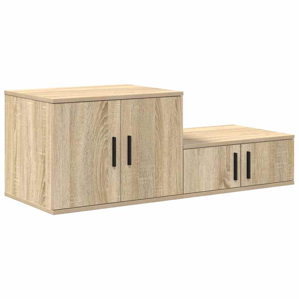 Opbergkast 2 pcs Sonoma Eiken 127 x 41 x 40 cm Bewerkt hout is nu te koop bij PeponiXL, paradijselijk wonen!