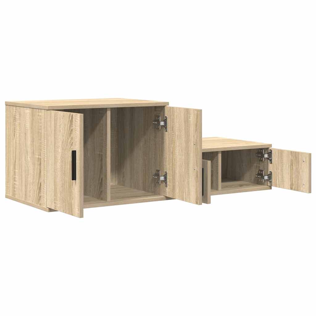 Opbergkast 2 pcs Sonoma Eiken 127 x 41 x 40 cm Bewerkt hout is nu te koop bij PeponiXL, paradijselijk wonen!