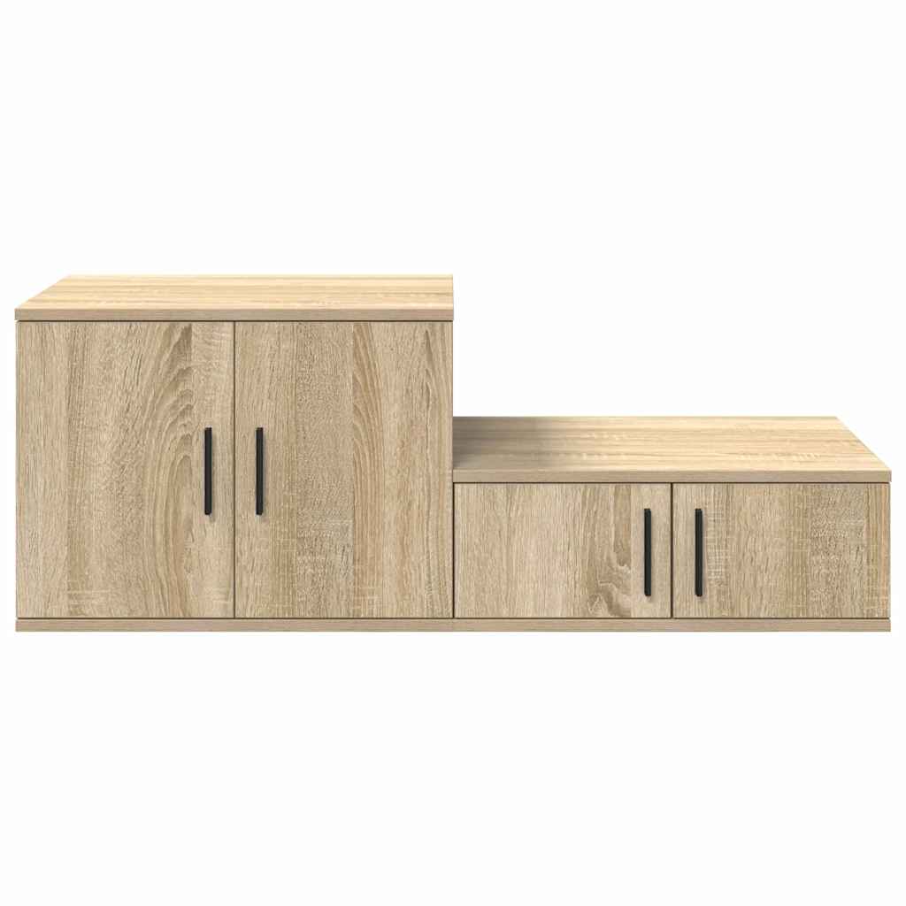 Opbergkast 2 pcs Sonoma Eiken 127 x 41 x 40 cm Bewerkt hout is nu te koop bij PeponiXL, paradijselijk wonen!