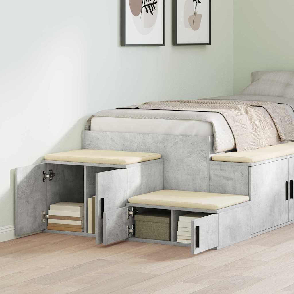 Opbergkast 2 pcs Beton Grijs 127 x 41 x 40 cm Bewerkt hout is nu te koop bij PeponiXL, paradijselijk wonen!