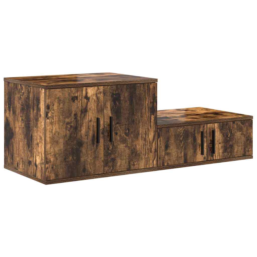Opbergkast 2 pcs Gerookt eiken 127 x 41 x 40 cm Bewerkt hout is nu te koop bij PeponiXL, paradijselijk wonen!