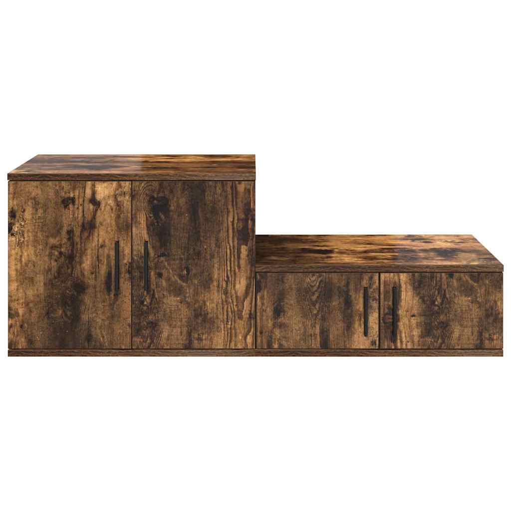 Opbergkast 2 pcs Gerookt eiken 118 x 41 x 40 cm Bewerkt hout is nu te koop bij PeponiXL, paradijselijk wonen!
