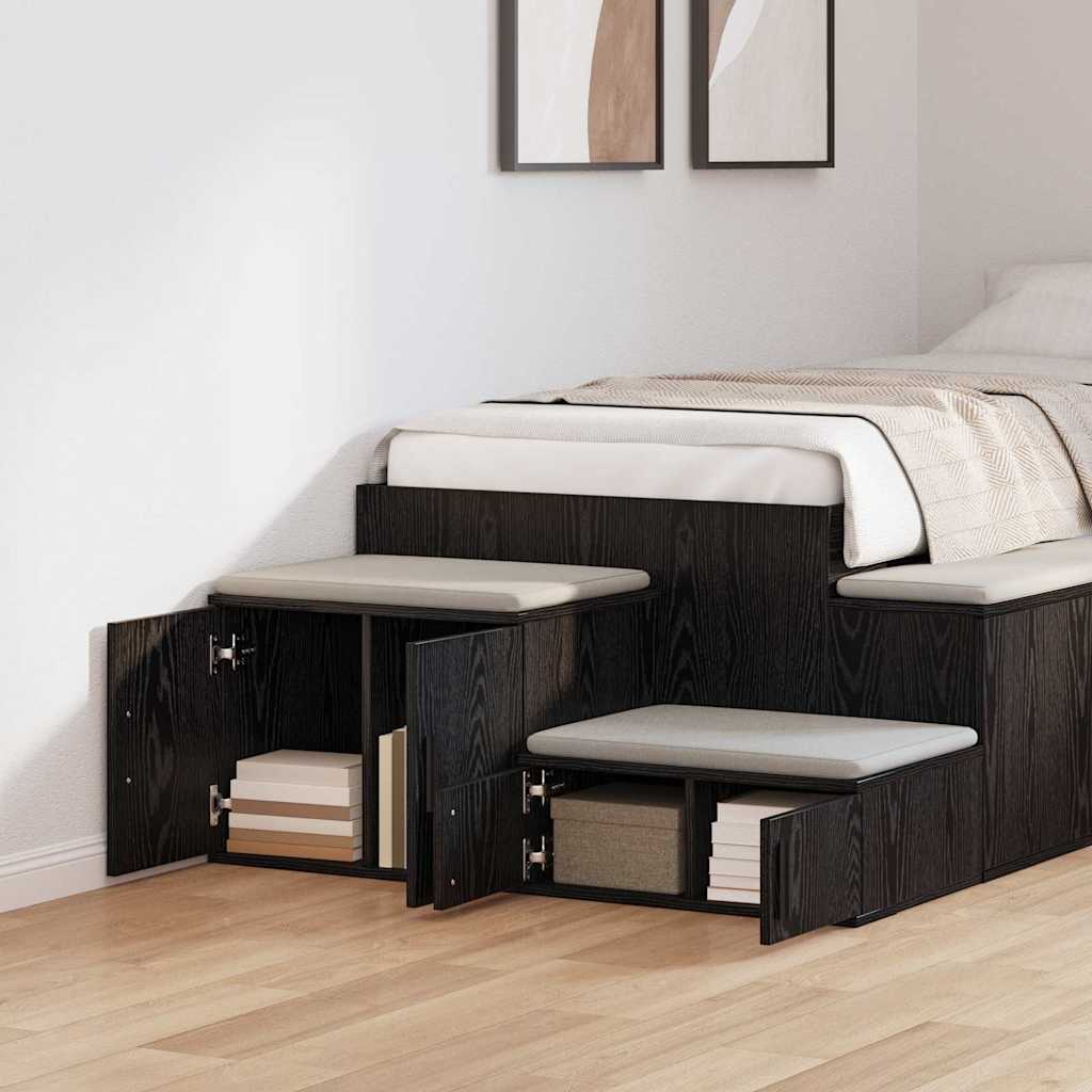 Opbergkast 2 pcs Zwart Eiken 108 x 41 x 40 cm Bewerkt hout is nu te koop bij PeponiXL, paradijselijk wonen!