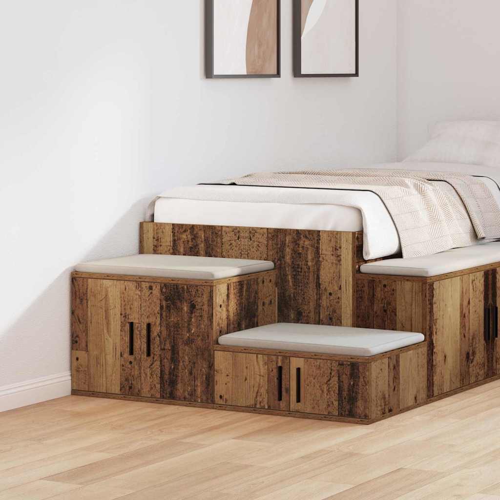 Opbergkast 2 pcs Oudhout 108 x 41 x 40 cm Bewerkt hout is nu te koop bij PeponiXL, paradijselijk wonen!