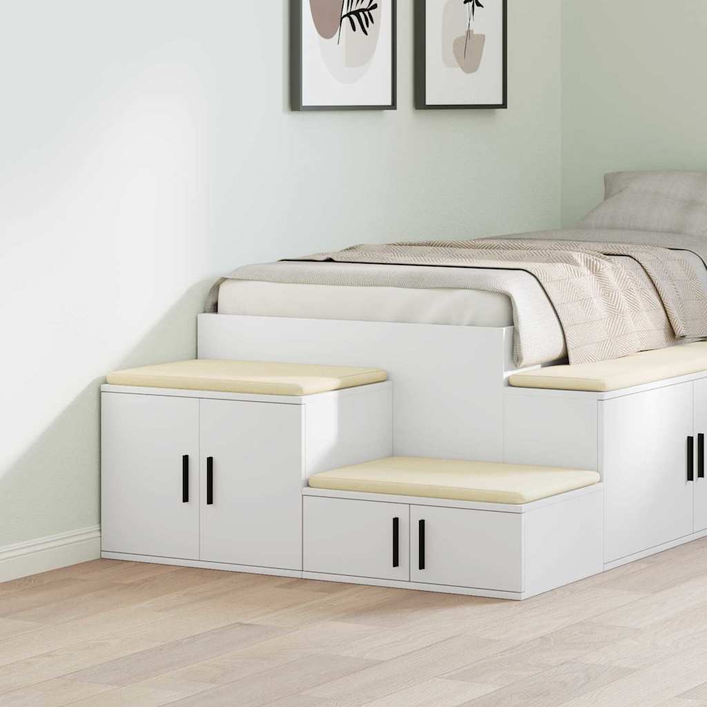 Opbergkast 2 pcs Wit 103 x 41 x 40 cm Bewerkt hout is nu te koop bij PeponiXL, paradijselijk wonen!