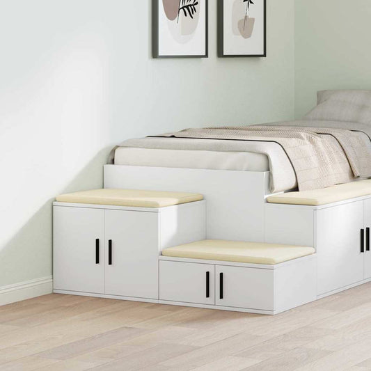 Opbergkast 2 pcs Wit 103 x 41 x 40 cm Bewerkt hout is nu te koop bij PeponiXL, paradijselijk wonen!