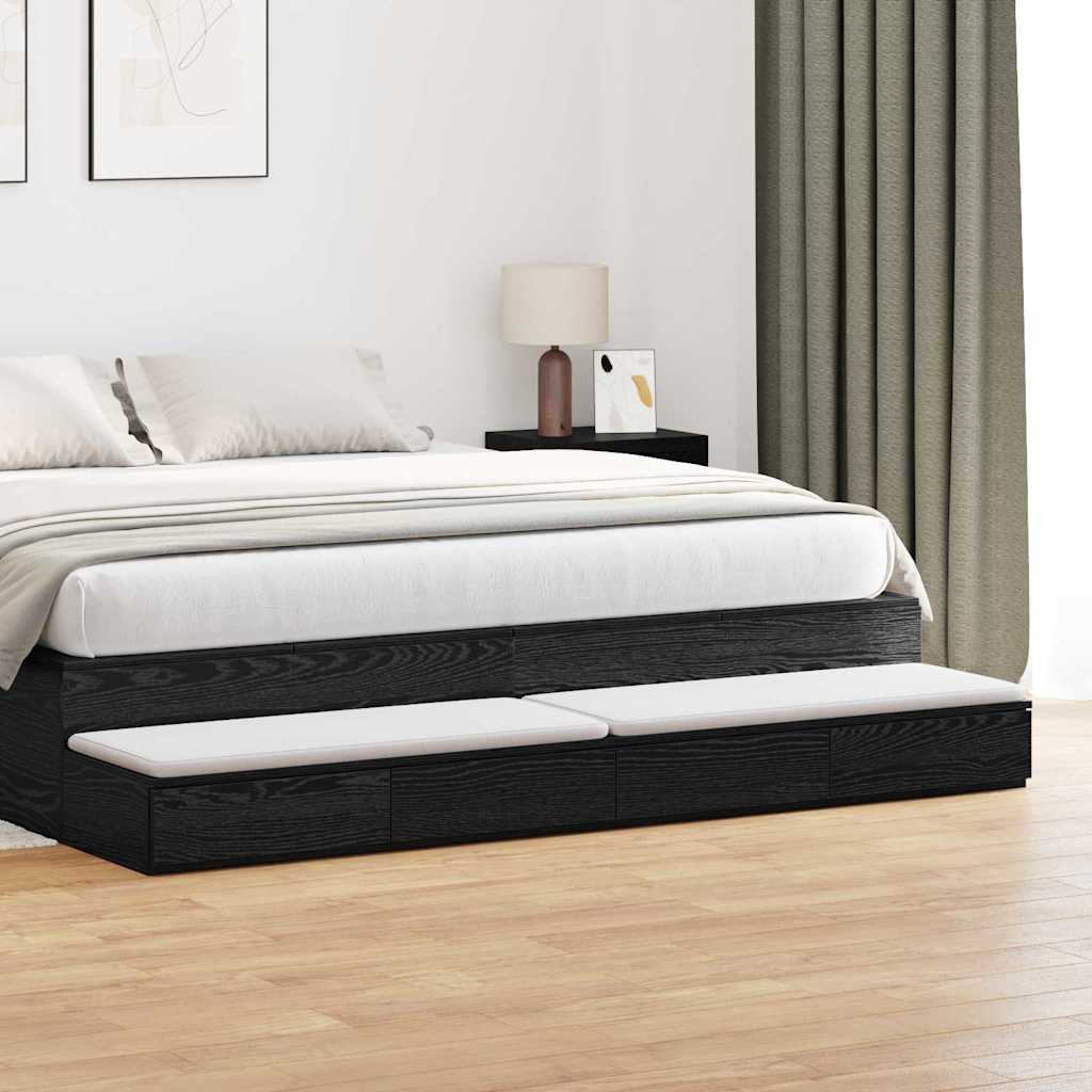 Bedlades met lade Zwart Eiken 200 x 36,5 x 16,5 cm Bewerkt hout is nu te koop bij PeponiXL, paradijselijk wonen!