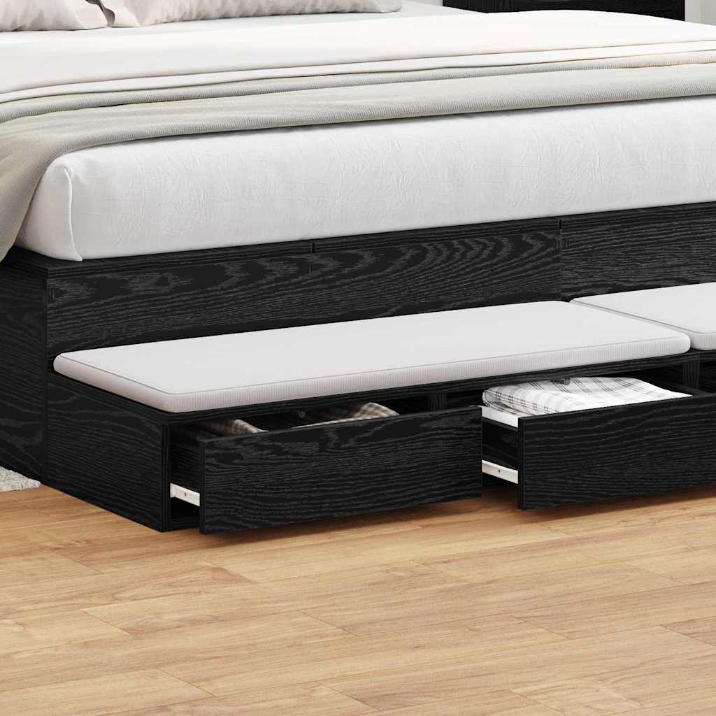 Bedlades met lade Zwart Eiken 200 x 36,5 x 16,5 cm Bewerkt hout is nu te koop bij PeponiXL, paradijselijk wonen!