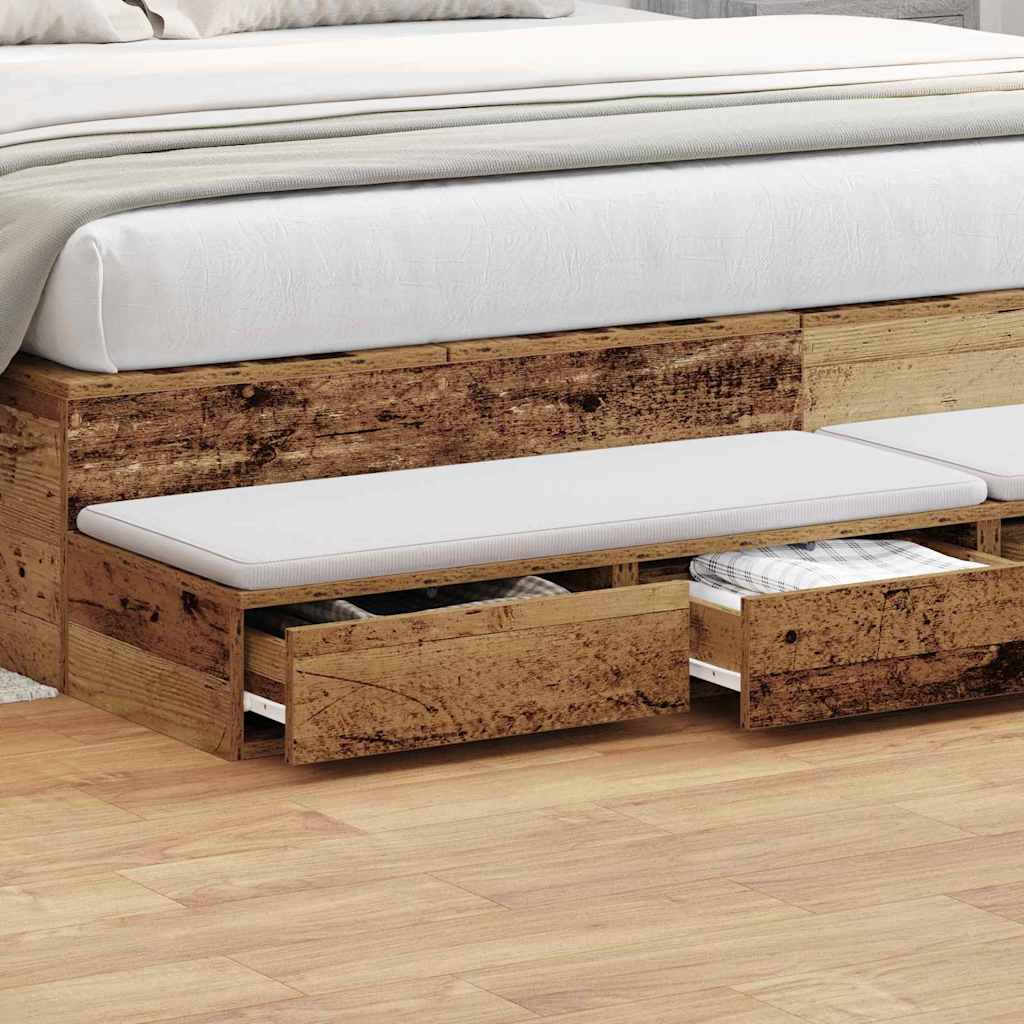 Bedlades met lade Oudhout 200 x 36,5 x 16,5 cm Bewerkt hout is nu te koop bij PeponiXL, paradijselijk wonen!