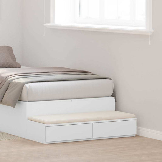 Bedlades met lade Wit 75 x 36,5 x 16,5 cm Bewerkt hout is nu te koop bij PeponiXL, paradijselijk wonen!