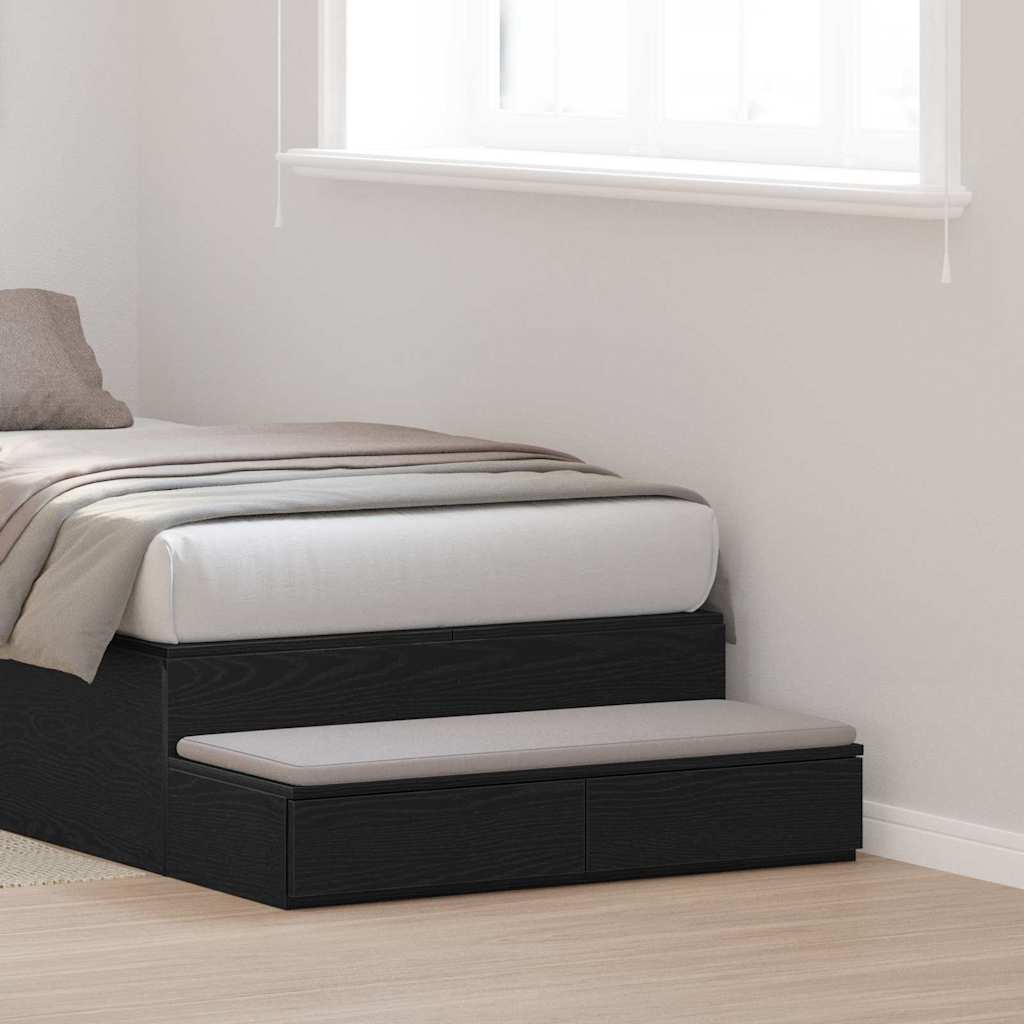 Bedlades met lade Zwart Eiken 75 x 36,5 x 16,5 cm Bewerkt hout is nu te koop bij PeponiXL, paradijselijk wonen!