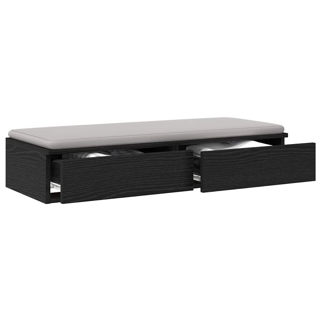 Bedlades met lade Zwart Eiken 75 x 36,5 x 16,5 cm Bewerkt hout is nu te koop bij PeponiXL, paradijselijk wonen!