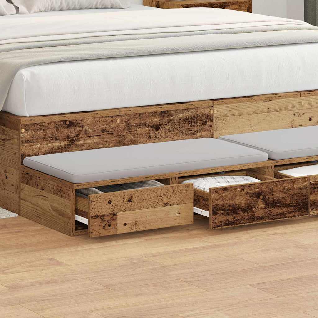 Bedlades met lade Oudhout 160 x 36,5 x 16,5 cm Bewerkt hout is nu te koop bij PeponiXL, paradijselijk wonen!