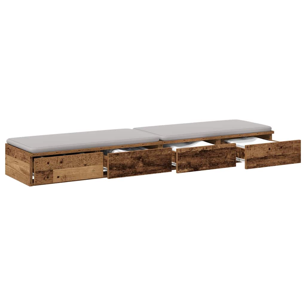 Bedlades met lade Oudhout 160 x 36,5 x 16,5 cm Bewerkt hout is nu te koop bij PeponiXL, paradijselijk wonen!
